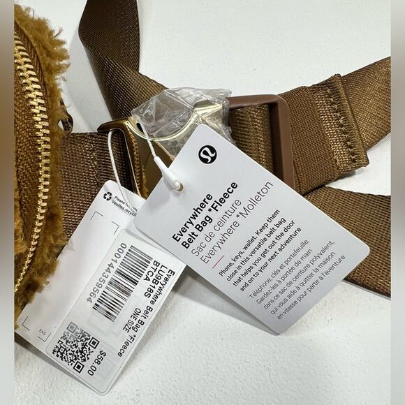 NWT Lululemon Everywhere Belt Bag Fleece Teddy Sherpa Furry Brown Gold Caramel - Picture 13 of 16